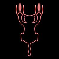 Neon cat scratching with claw marks harm red color style vector