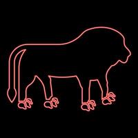 Neon lion head red color style vector