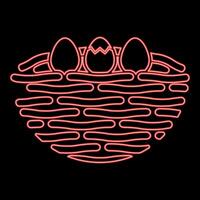 Neon bird's nest bird with egg red color style vector