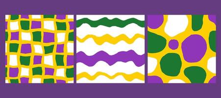 Mardi Gras Abstract Hand drawn Seamless Patterns Set vector