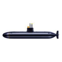 Detailed Side View of a Modern Submarine on Transparent Background png