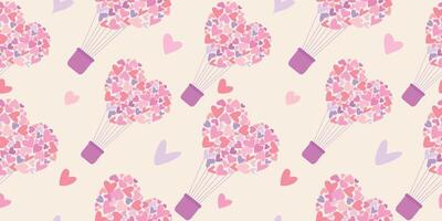 Seamless pattern of Heart balloons. Background for Valentine's Day design. illustration. vector