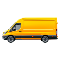 Bright Yellow Delivery Van Side View on png