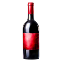 Elegant Red Wine Bottle with Blank Label on Black Background png
