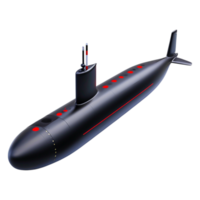 Detailed View of a Modern Black Submarine with Red Accents png