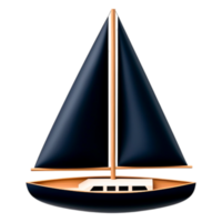 Elegant Sailboat with Dark Sails on Calm Waters for Tranquil Vibes png