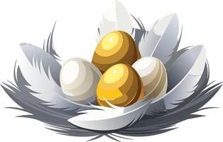 Easter Golden and Silver Eggs in a Nest vector