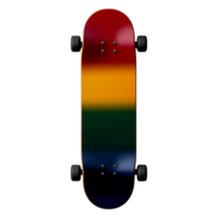 Vibrant Colorful Skateboard Top View with Gradient Design png