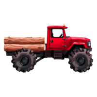 Red Truck with Logs on Flatbed for Constructind Logging Use png