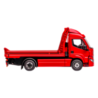 Bright Red Commercial Truck with Open Bed for Delivery Services png