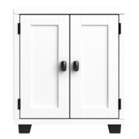 Modern White Cabinet with Black Handles and Simple Design png
