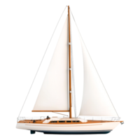 Classic sailboat with white sails in a calm sea environment png