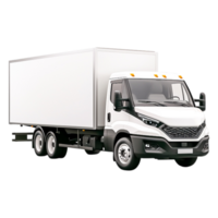Large White Delivery Truck with Empty Cargo Space for Transport png