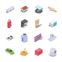 Collection of smart home and internet of things devices in isometric style vector