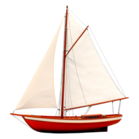 Classic Red Sailboat with White Sails on Transparent Background png