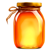 Bright Orange Glass Jar Filled with Natural Honey and Rustic Lid png