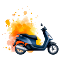 Blue Scooter with Colorful Abstract Splash Background Design png