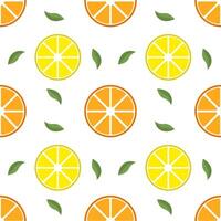 Seamless pattern with oranges and lemons on a white background vector