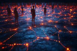 Digital Connectivity Concept with Abstract Figures and Glowing Network Lines photo
