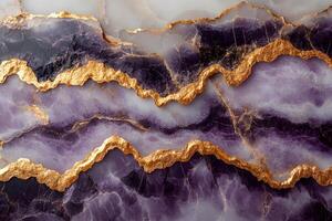 Luxurious Amethyst and Gold Geode Inspired Abstract Design for Elegant Decor photo