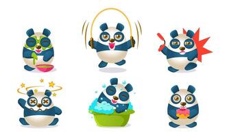 Cute Pandas Characters Set, Adorable Chinese Humanized Animals in Different Situations Illustration vector