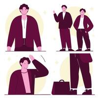 Flat worker Character Illustrations in different Poses vector