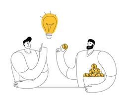 Characters discussing idea feasibility and budget. vector