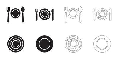 plate icons set vector