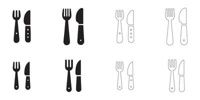 fork and Knife icons set vector