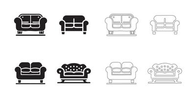 sofa icons set in black vector