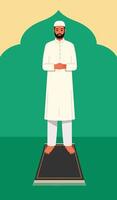 illustration of a Muslim praying, Ramadan Kareem vector