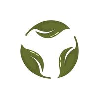 Green leaf arrow rotation Recycle leaf icon Recycling ecology. Three Leaves Cycles vector