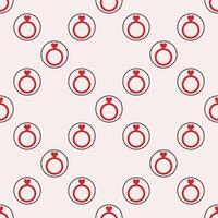 Circle with Red Ring with Heart seamless pattern - love and wedding background vector