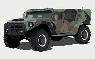 military army armored command vehicle in green camouflage khaki on white background vector