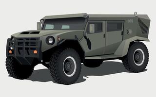 military army armored command vehicle in green khaki color on white background vector