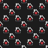 House with Red Heart seamless pattern or background for love and emotions vector