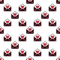 Letter or Message with Red Heart seamless pattern - love letter background vector