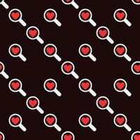 Magnifier with Heart seamless pattern - love search background vector
