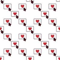 Mouse click on red Heart seamless pattern - Love design background vector