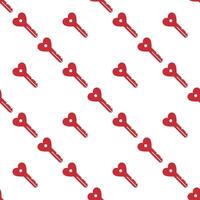 Red Key with Heart symbol seamless pattern - background for love and heartfelt emotions vector