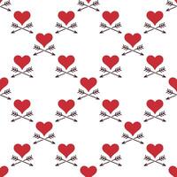 red heart with 2 arrows seamless pattern or Love background vector