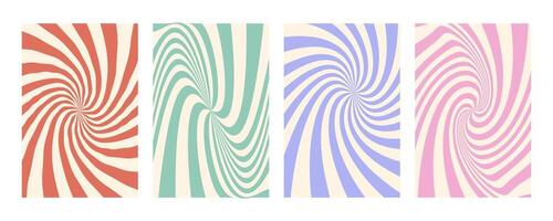 Groovy swirl stripe set distort. Hand drawn groovy, hippie backgrounds. Y2k aesthetic. Distorted swirl stripes, warped streaks, fluid liquid lines, doodle waves. Swirl rectangle templates collection. vector
