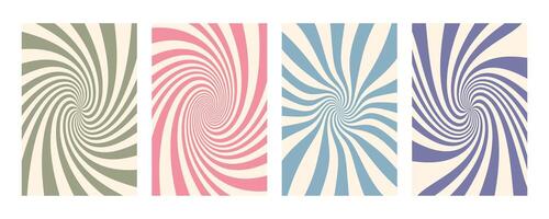 Groovy swirl stripe collection. Hand drawn groovy, hippie backgrounds. Y2k aesthetic. Distorted swirl stripes, warped streaks, fluid liquid lines, doodle waves. Swirl rectangle templates collection. vector