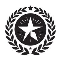 A stylized graphic of a trophy with stars above it, sitting on a bed of water waves. vector
