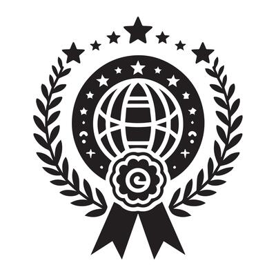 Stylish Icon of a Winning Trophy Surrounded by Stars