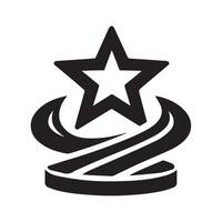 A stylized, black and white emblem featuring a star atop a column, encircled by a laurel wreath. vector