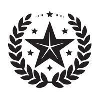 Emblem of Achievement Star atop Column within Laurel Wreath vector