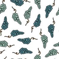 Grapes seamless pattern with doodles for wallpaper, packaging, wrapping paper, textile print, backgrounds, etc. Wine and harvest theme. EPS 10 vector
