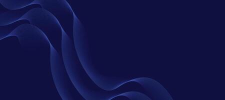 Dark blue flowing abstract waves with smooth digital texture and glowing effects for contemporary design backgrounds vector