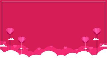 Valentine copy space template background with clouds and heart shaped balloon vector